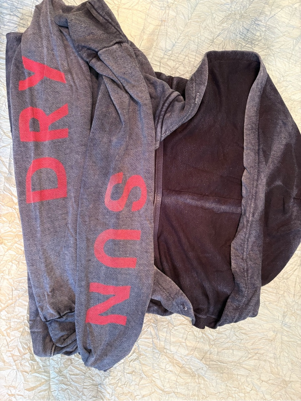 Sundry Navy Zip Hoodie with Red Sleeve Text